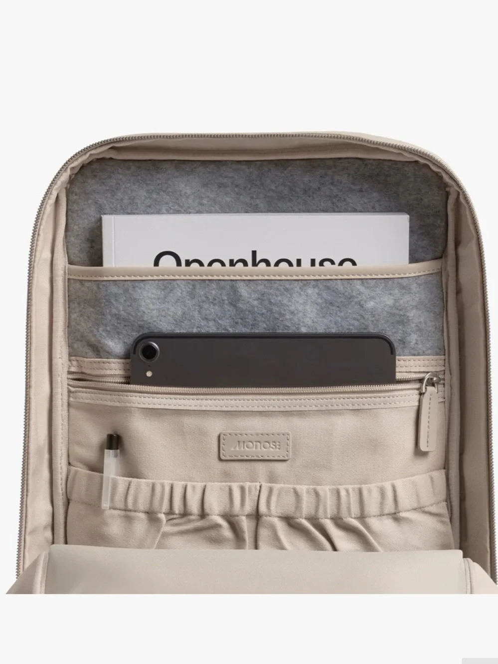 Monos Beige Vegan Leather Backpack